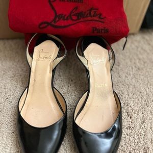 Christian Louboutin Patent Leather Kitten-Heel Slingback Pumps sz 40